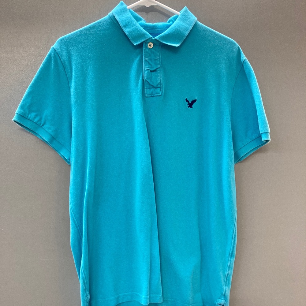 Vintage Light Blue American Eagle Short Sleeve Polo
